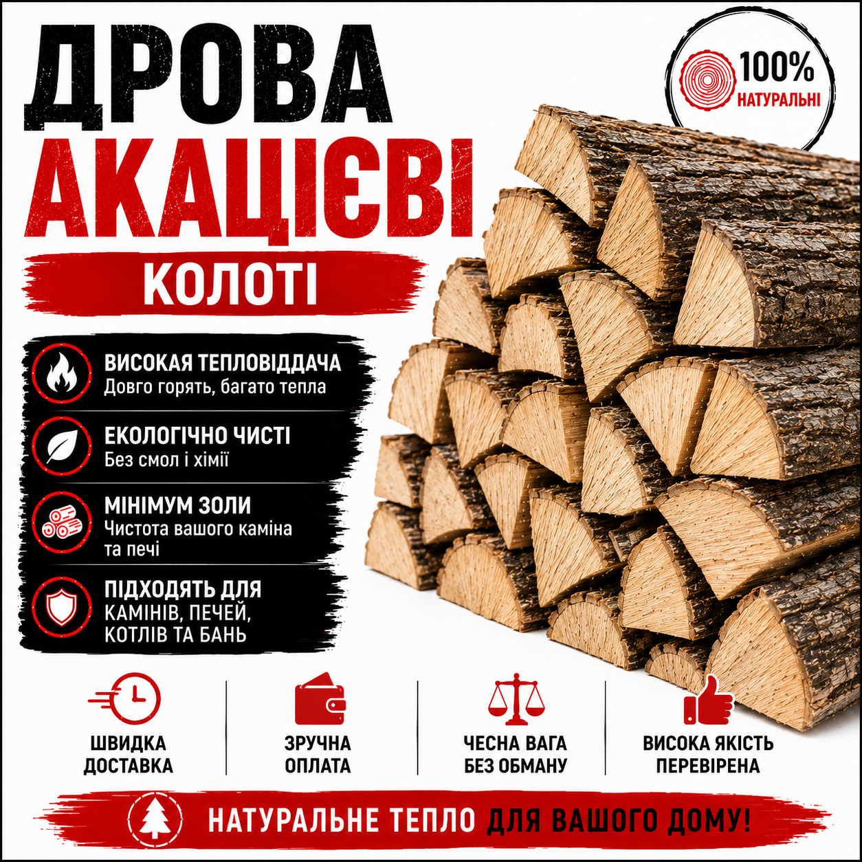 Дрова акацієві колоті