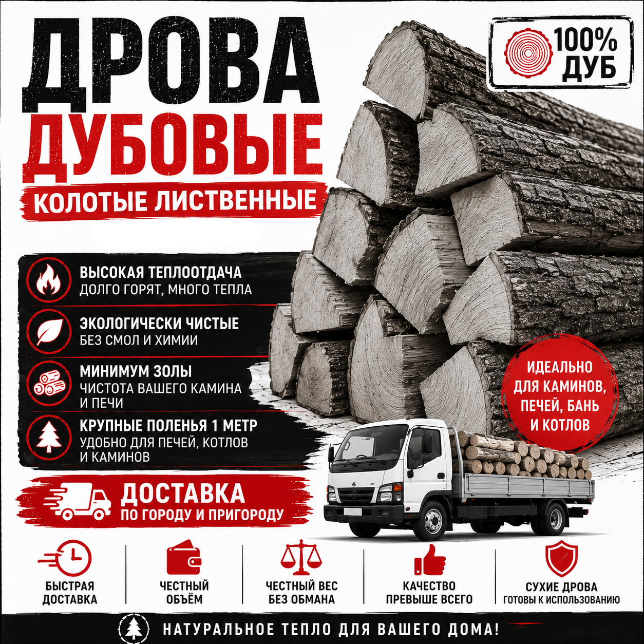 Дрова дубовые колотые