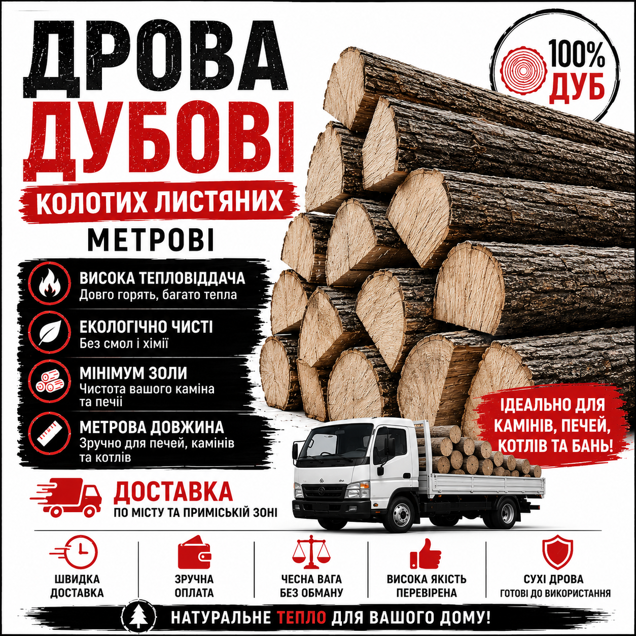 Дрова дубові колоті