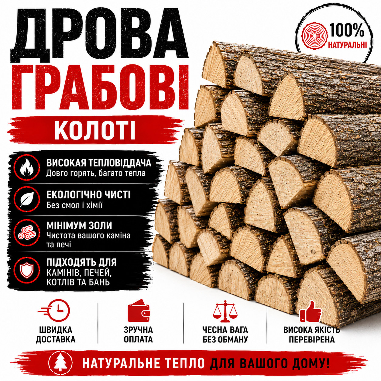 Дрова грабові колоті