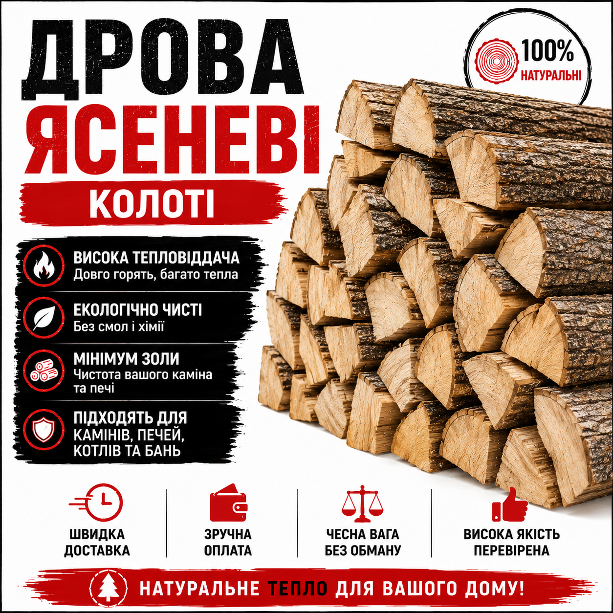 Дрова ясенові колоті